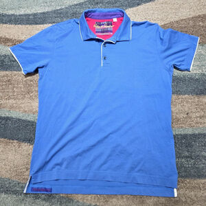 Robert Graham Classic Fit Blue Short Sleeve Polo Shirt Men’s Large